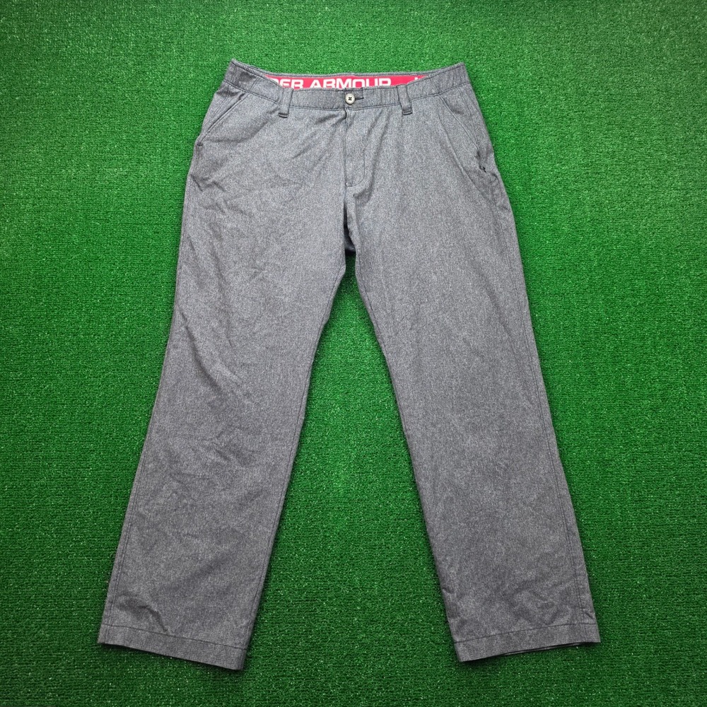 Under Armour Golf Performance Pants Mens 38x30 Charcoal Gray Flat Front Stretch